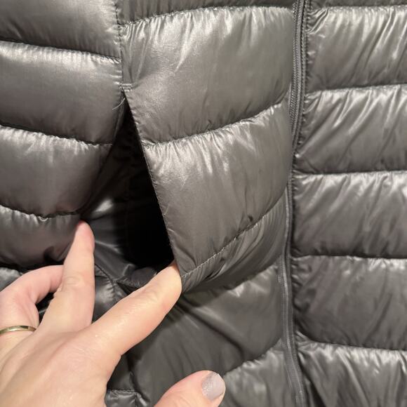 Uniqlo Gray Premium Down Ultra Light Long Coat Size Large - Picture 3 of 7